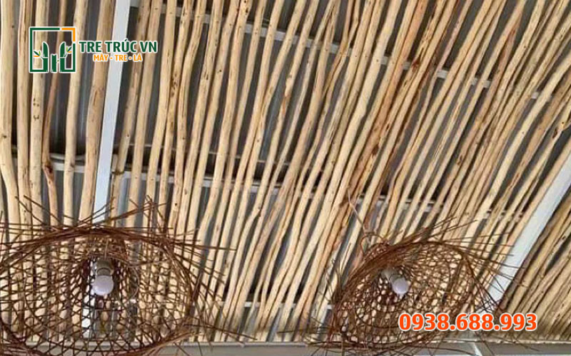 Gỗ cừ tràm lột vỏ trang trí trần nhà