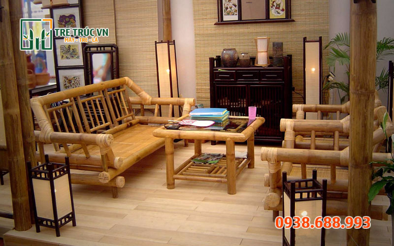 Tre Luồng Nguyên Liệu — Giá Xưởng Tại TPHCM | Tre Trúc VN Nội thất tre luồng mộc mạc — bàn ghế, kệ sách rustic